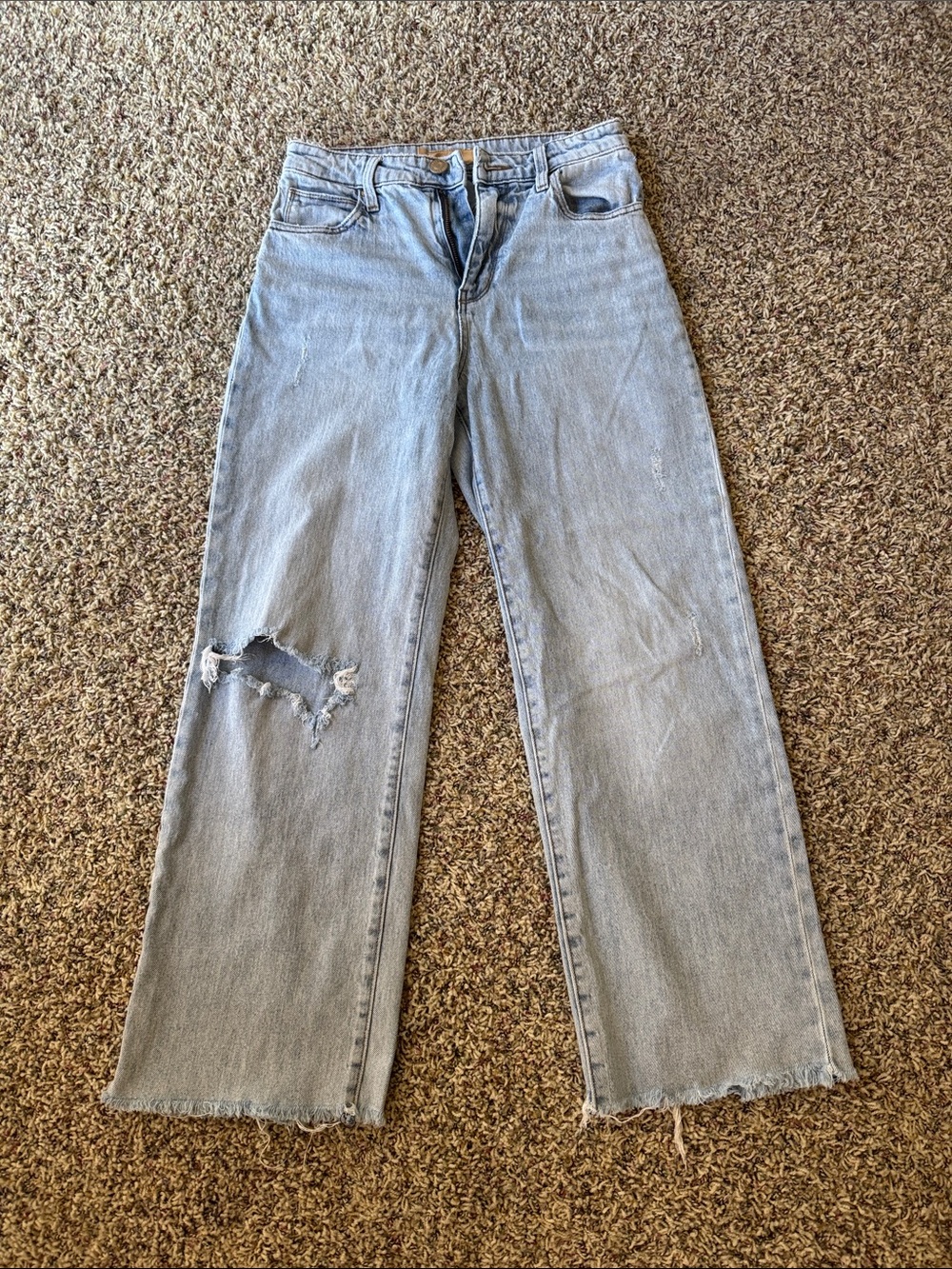 KUT Light Wash Wide-Leg Distressed Women's Jeans